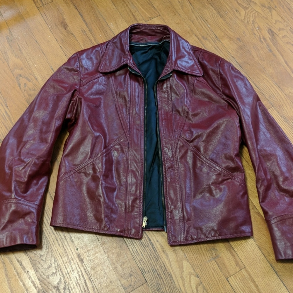 Red leather jacket
